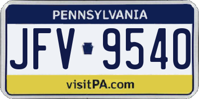 PA license plate JFV9540