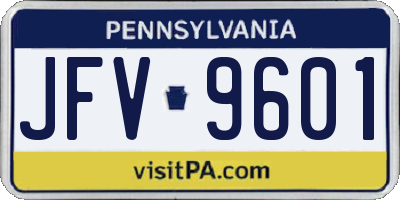 PA license plate JFV9601