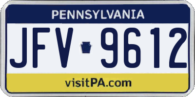PA license plate JFV9612