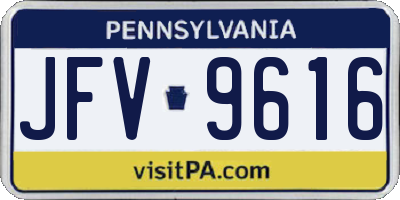 PA license plate JFV9616