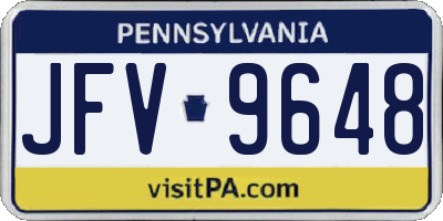 PA license plate JFV9648