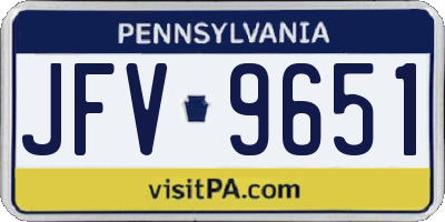 PA license plate JFV9651