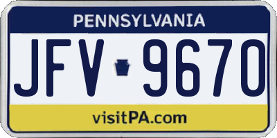 PA license plate JFV9670