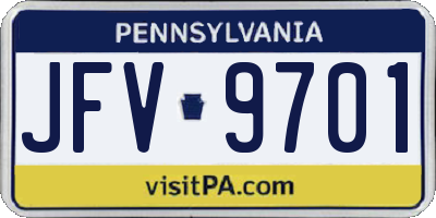 PA license plate JFV9701
