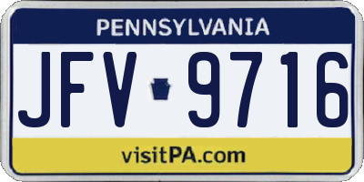 PA license plate JFV9716