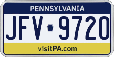 PA license plate JFV9720