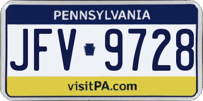PA license plate JFV9728