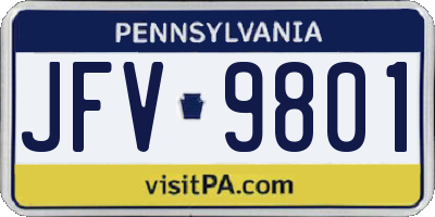 PA license plate JFV9801