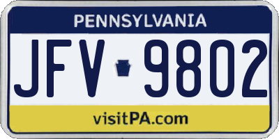 PA license plate JFV9802