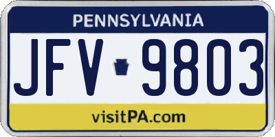 PA license plate JFV9803