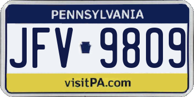 PA license plate JFV9809
