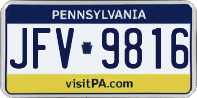 PA license plate JFV9816
