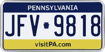PA license plate JFV9818