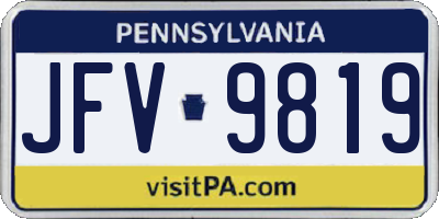 PA license plate JFV9819