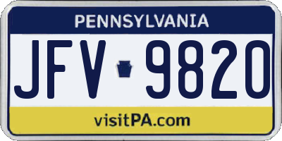 PA license plate JFV9820