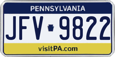 PA license plate JFV9822