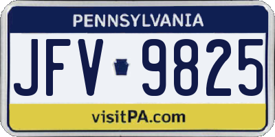 PA license plate JFV9825