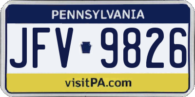 PA license plate JFV9826