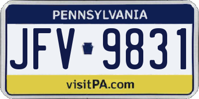 PA license plate JFV9831