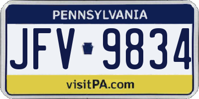 PA license plate JFV9834