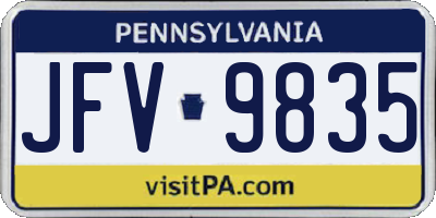 PA license plate JFV9835