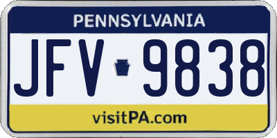 PA license plate JFV9838