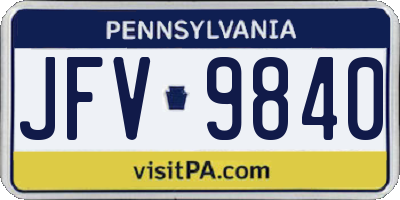 PA license plate JFV9840
