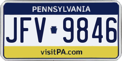 PA license plate JFV9846