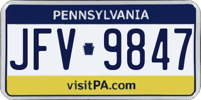 PA license plate JFV9847