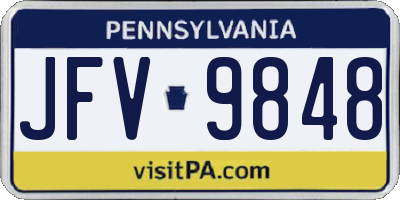 PA license plate JFV9848