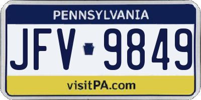 PA license plate JFV9849
