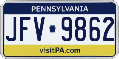 PA license plate JFV9862