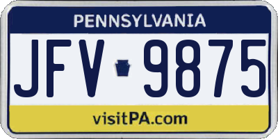 PA license plate JFV9875