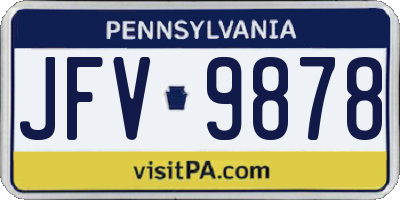 PA license plate JFV9878