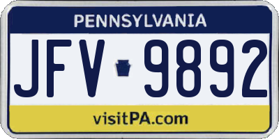 PA license plate JFV9892