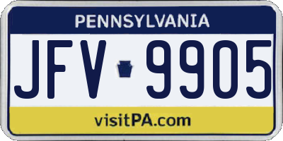 PA license plate JFV9905