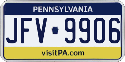 PA license plate JFV9906