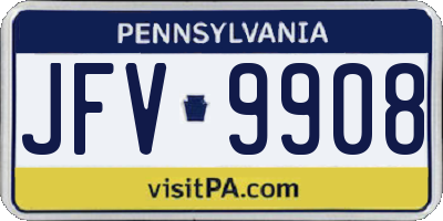 PA license plate JFV9908