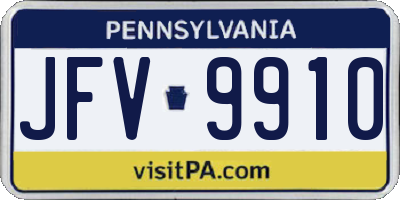 PA license plate JFV9910