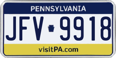PA license plate JFV9918