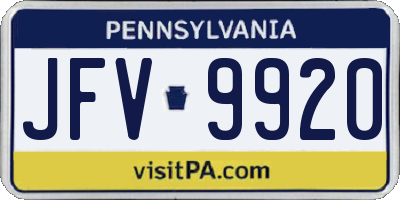PA license plate JFV9920
