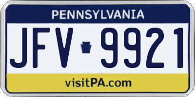 PA license plate JFV9921