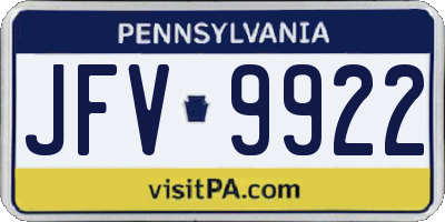 PA license plate JFV9922
