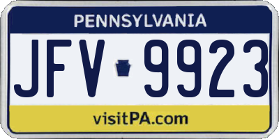 PA license plate JFV9923