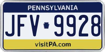 PA license plate JFV9928