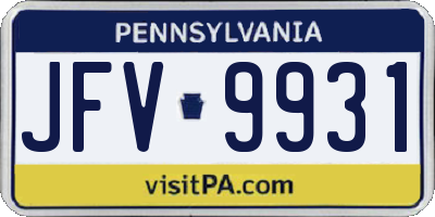 PA license plate JFV9931