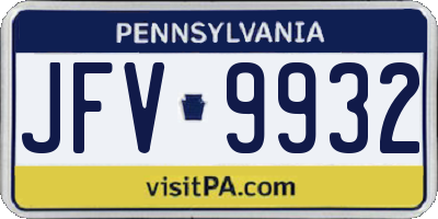PA license plate JFV9932