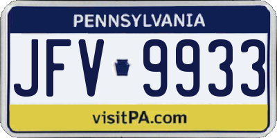 PA license plate JFV9933