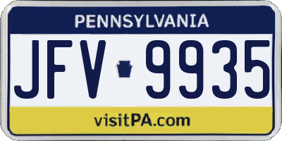 PA license plate JFV9935