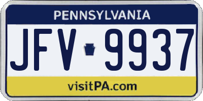 PA license plate JFV9937